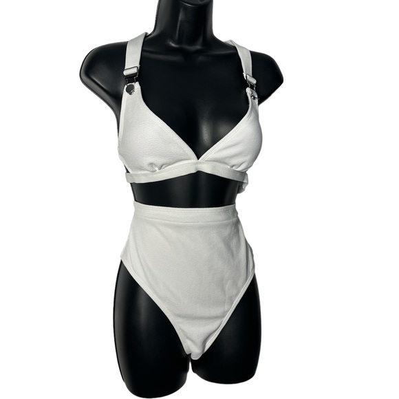 NWT Cupshe White Bikini Swimsuit Bandage Push-up Bra High Waist - Picture 6 of 7